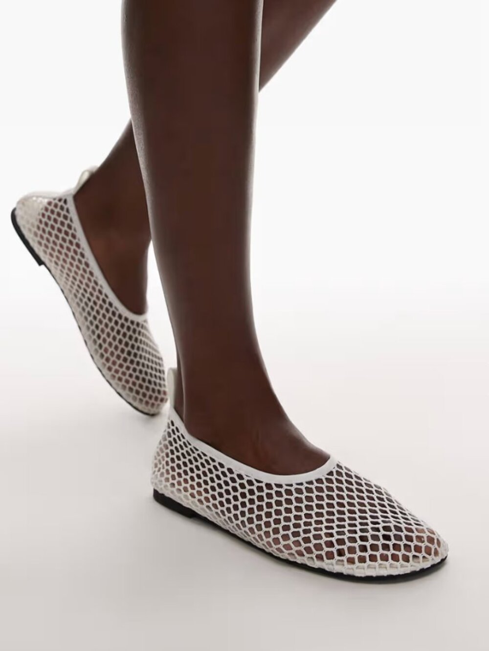 NEW! ARKET Mesh Netting Square Shaped Ballet Flats in White